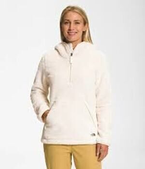 Ascend Sherpa Fleece Hoodie Womens XL White Quarter Zip Kangaroo Pocket Pullover